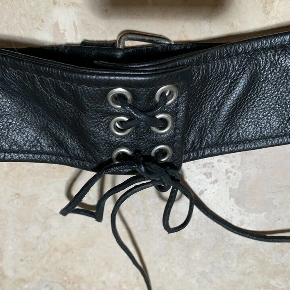 Thick Leather! Biker Chaps First MFG Co Unisex Vintage Biker Chaps Black Mens XS - Picture 7 of 11